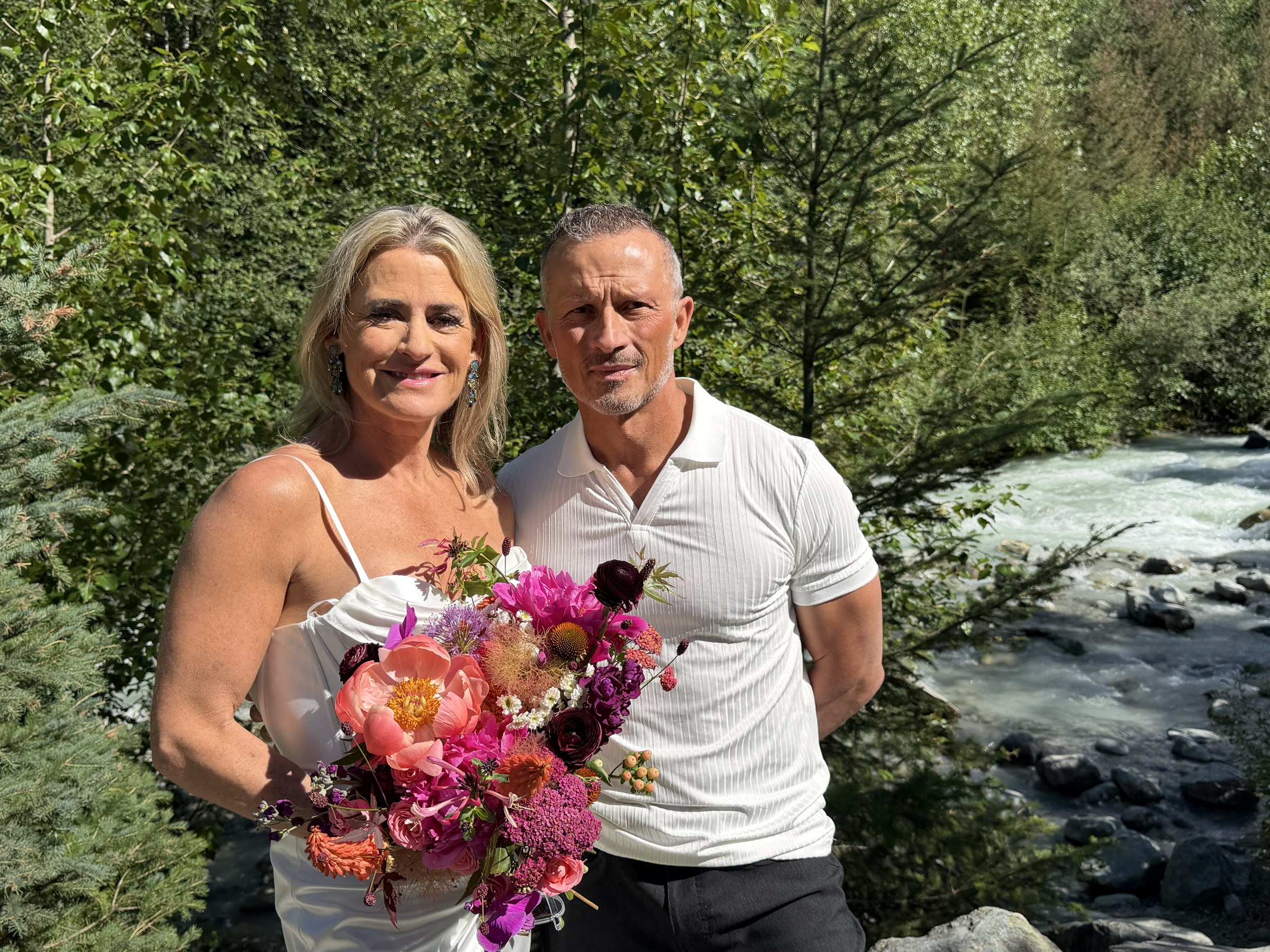 Deb and Daryl with the Whistler river behind them